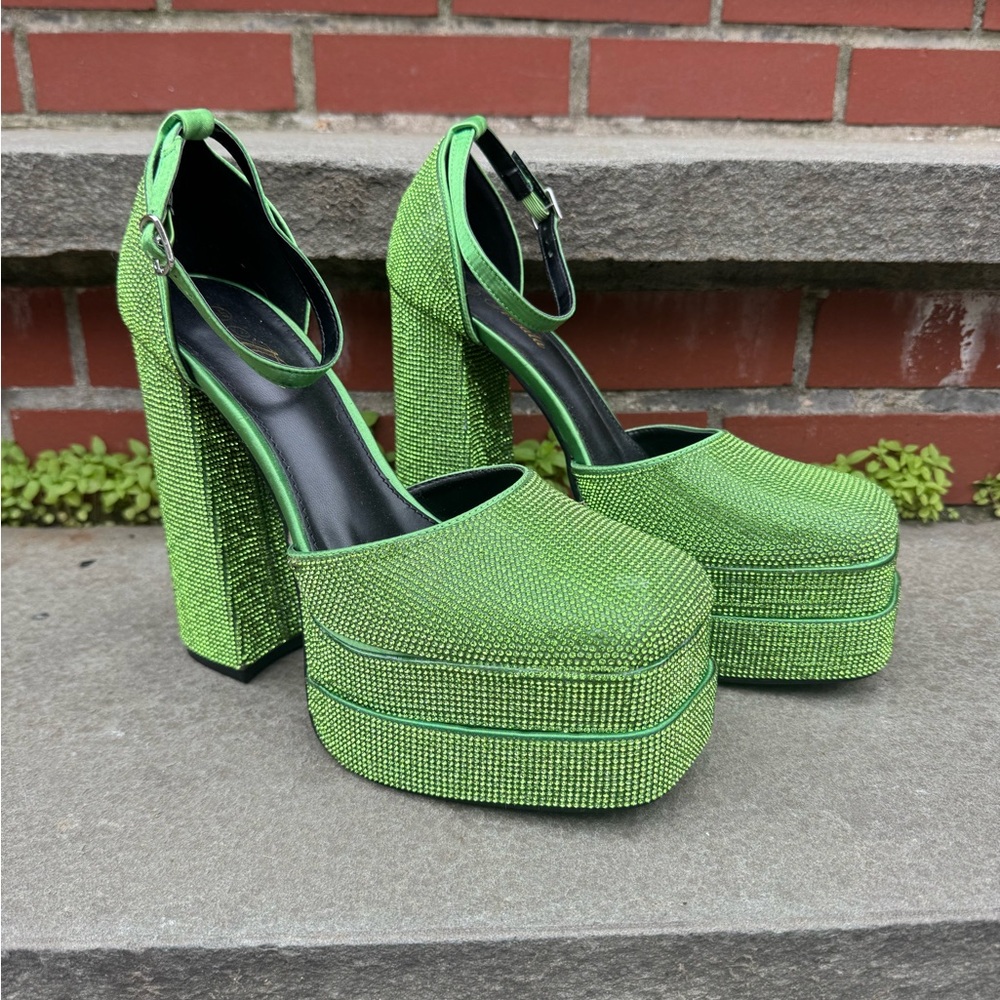 Sparkly Green Platform Heels